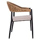 ΠΟΛΥΘΡΟΝΑ ΑΛΟΥΜΙΝΙΟΥ ΓΚΡΙ ΜΕ ROUND WICKER ΜΠΕΖ ΚΑΦΕ 56x55x76Υεκ.