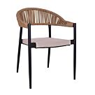ΠΟΛΥΘΡΟΝΑ ΑΛΟΥΜΙΝΙΟΥ ΓΚΡΙ ΜΕ ROUND WICKER ΜΠΕΖ ΚΑΦΕ 56x55x76Υεκ.