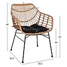 ΠΟΛΥΘΡΟΝΑ ΕΠΑΓΓΕΛΜΑΤΙΚΗ ΜΑΥΡΟ ΜΕΤΑΛΛΟ RATTAN ΜΠΕΖ & ΜΑΞΙΛΑΡΙ 58,5x60,5x80 εκ.