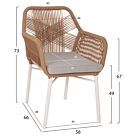 ΠΟΛΥΘΡΟΝΑ ΑΛΟΥΜΙΝΙΟ ΛΕΥΚΟ-P.E. RATTAN ΑΝΟΙΧΤΟ ΚΑΦΕ-ΜΑΞΙΛΑΡΙ ΓΚΡΙ 57x65x84Υ εκ