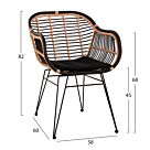 ΠΟΛΥΘΡΟΝΑ ΜΕ ΜΑΞΙΛΑΡΙ ΜΕΤΑΛΛΙΚΗ ΜΕ WICKER ΜΠΕΖ & ΜΑΥΡΟ ΧΡΩΜΑ  58x60x82Υ εκ.