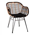 ΠΟΛΥΘΡΟΝΑ ΜΕ ΜΑΞΙΛΑΡΙ ΜΕΤΑΛΛΙΚΗ ΜΕ WICKER ΜΠΕΖ & ΜΑΥΡΟ ΧΡΩΜΑ  58x60x82Υ εκ.