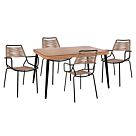 ΣΕΤ 5ΤΜΧ WICKER ΜΕ ΤΡΑΠΕΖΙ 140X80Χ78Υ ΜΠΕΖ & ΜΑΥΡΟ ΧΡΩΜΑ