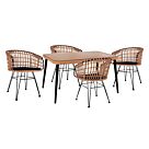 ΣΕΤ 5ΤΜΧ WICKER ΜΕ ΤΡΑΠΕΖΙ 140X80Χ78Υ ΜΠΕΖ & ΜΑΥΡΟ ΧΡΩΜΑ