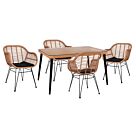 ΣΕΤ 5ΤΜΧ WICKER ΜΕ ΤΡΑΠΕΖΙ 140X80Χ78Υ ΜΠΕΖ & ΜΑΥΡΟ ΧΡΩΜΑ FB910490