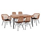 ΣΕΤ 7ΤΜΧ WICKER ΜΕ ΤΡΑΠΕΖΙ 160X90X78Υ ΜΠΕΖ & ΜΑΥΡΟ ΧΡΩΜΑ