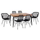 ΣΕΤ 7ΤΜΧ WICKER ΜΕ ΤΡΑΠΕΖΙ 160X90X78Υ ΜΠΕΖ & ΜΑΥΡΟ ΧΡΩΜΑ