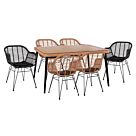 ΣΕΤ 7ΤΜΧ WICKER ΜΕ ΤΡΑΠΕΖΙ 160X90X78Υ ΜΠΕΖ & ΜΑΥΡΟ ΧΡΩΜΑ
