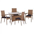 ΣΕΤ ΤΡΑΠΕΖΑΡΙΑΣ 5ΤΜΧ ΤΡΑΠ. 120Χ70 & ΠΟΛΥΘΡΟΝΕΣ WICKER RATTAN ΜΠΕΖ ΚΑΦΕ