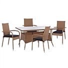 ΣΕΤ ΤΡΑΠΕΖΑΡΙΑΣ 5ΤΜΧ ΤΡΑΠ. 150Χ90 & ΠΟΛΥΘΡΟΝΕΣ WICKER RATTAN ΜΠΕΖ ΚΑΦΕ